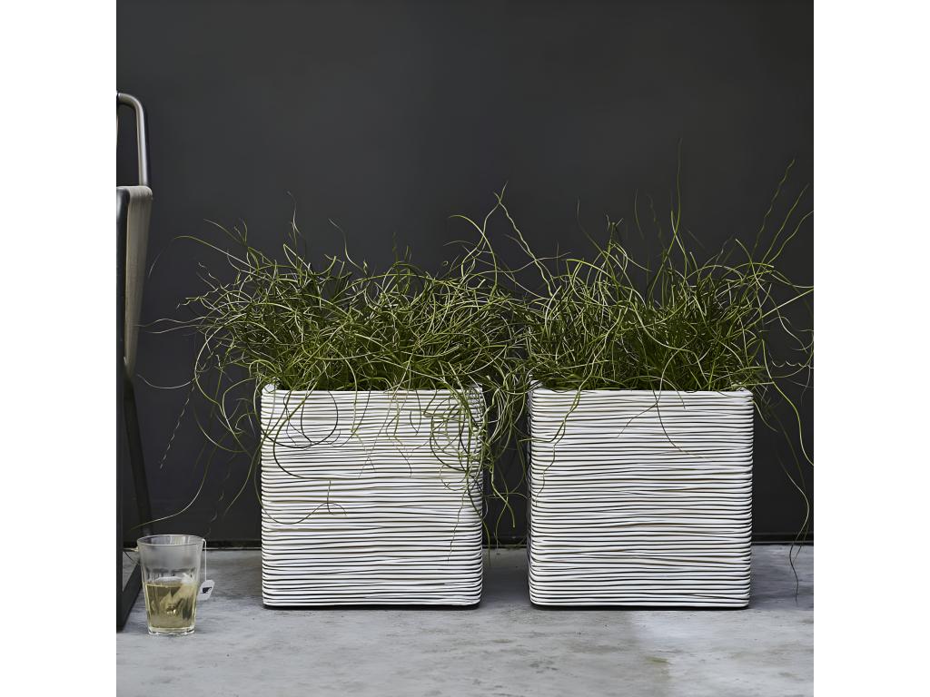 Rib Square Planter 30x30 cm Ivory KOFI902
