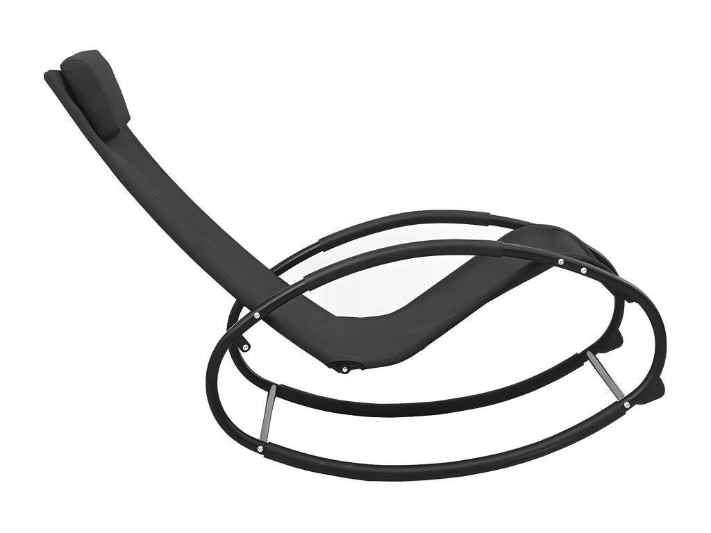 Chaise longue with steel and black textilene cushion