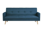 WOODEN 3-seater Scandinavian convertible sofa in duck blue fabric