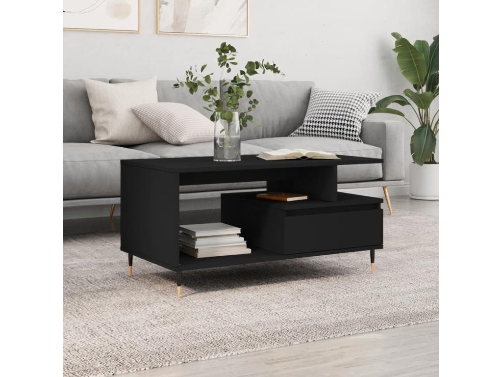 Coffee table, black, 90x49x45 cm, engineered wood