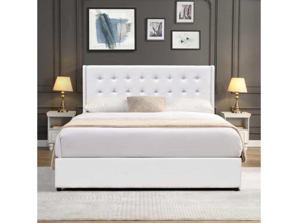 180x200 cm storage bed with easy-care PVC faux leather upholstered headboard - 14 Meubiana - quick and easy assembly