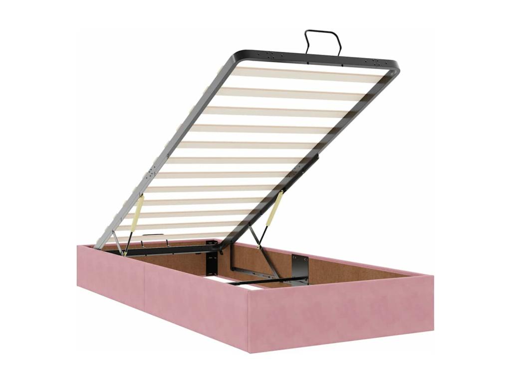 Ottoman bed frame with pink velvet mattress 200x200 cm