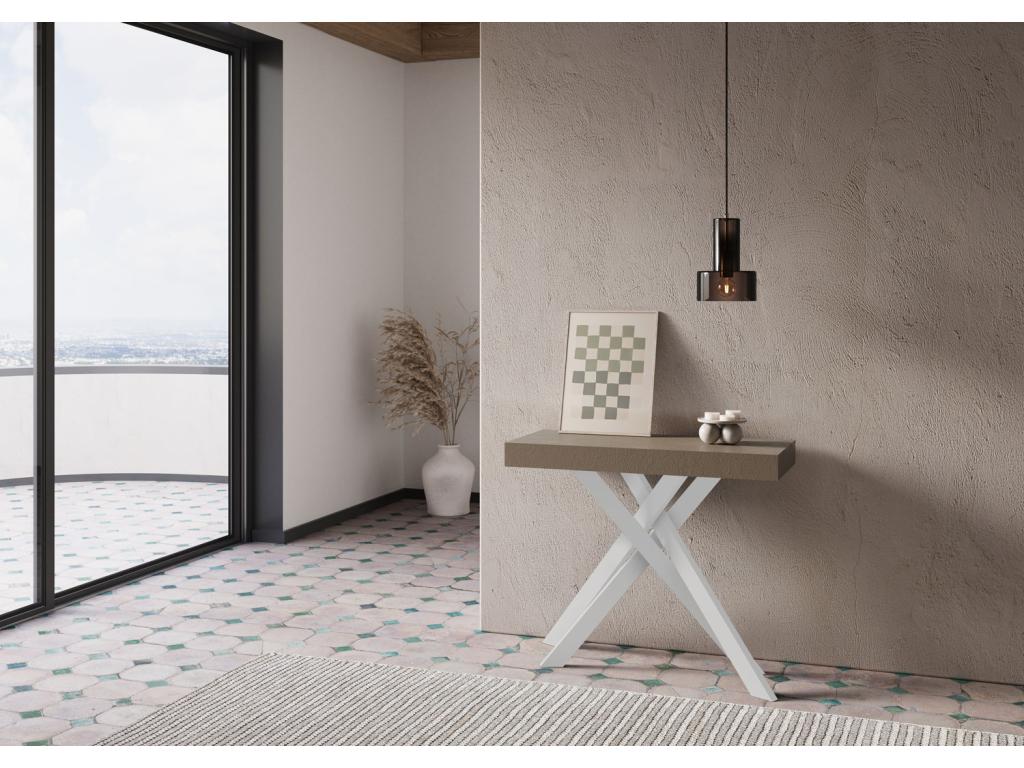 Meubiana Small extendable console table 90x40/196 cm with white legs