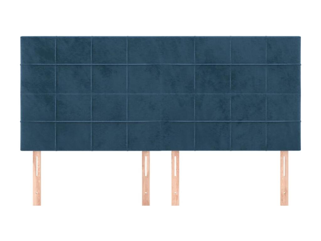 4-piece headboard set, dark blue, 80x5x78/88 cm, velvet