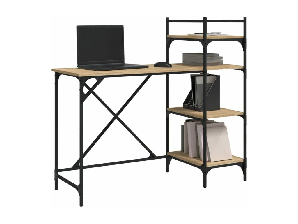 Meubiana oak computer desk with shelves, 120x47x109 cm