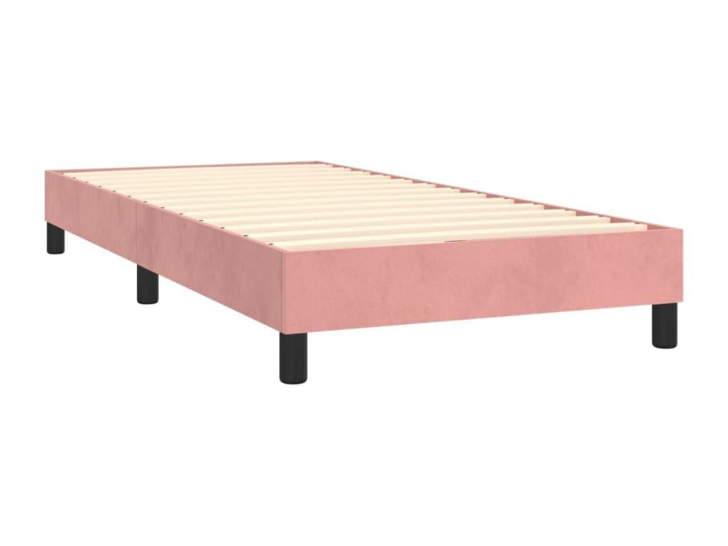 Upholstered bed base with mattress, pink, 90x190 cm, velvet