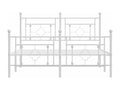 Metal bed frame without mattress and white bed legs, 140x190 cm