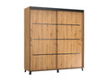 Meubiana light wood and black sliding door bedroom wardrobe - Width 120 cm