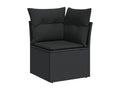 8-piece garden furniture set with cushions, black woven resin