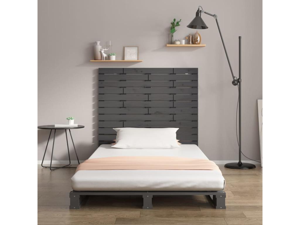 Wall-mounted headboard, grey, 96x3x91.5 cm, solid pine wood