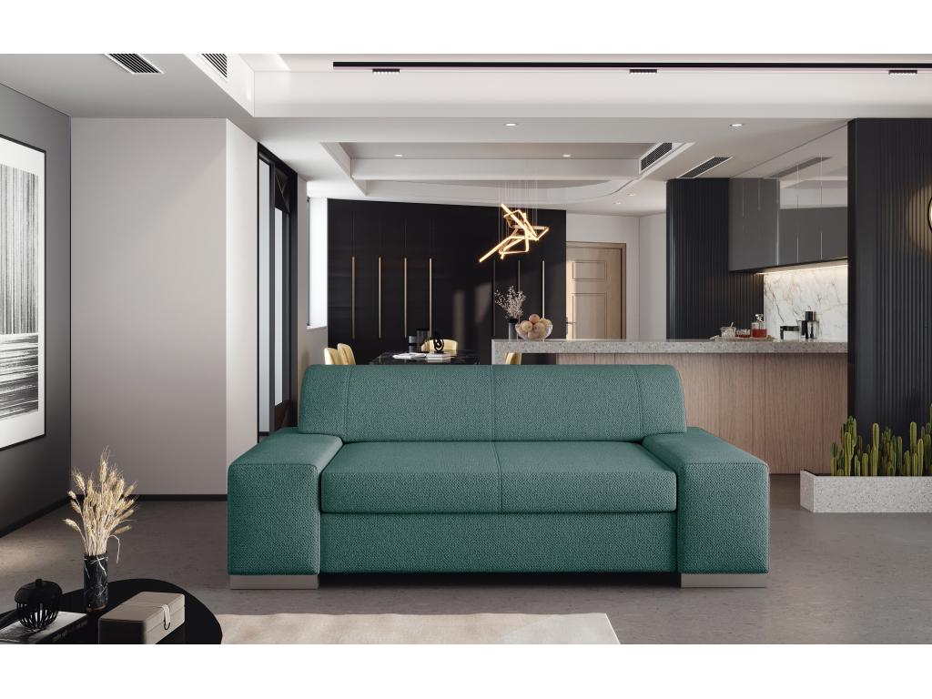 Minimalist 2-3 seater sofa in blue fabric, Meubiana, 190cm