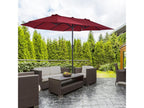 XXL garden parasol, large size 4.6L x 2.7W x 2.4H m, Meubiana steel and high-density polyester, burgundy