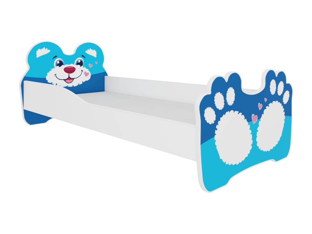 Children's bed with small blue Meubiana pattern, 70x140 or 80x160 cm - Mattress included - Storage drawer - 80x160 cm