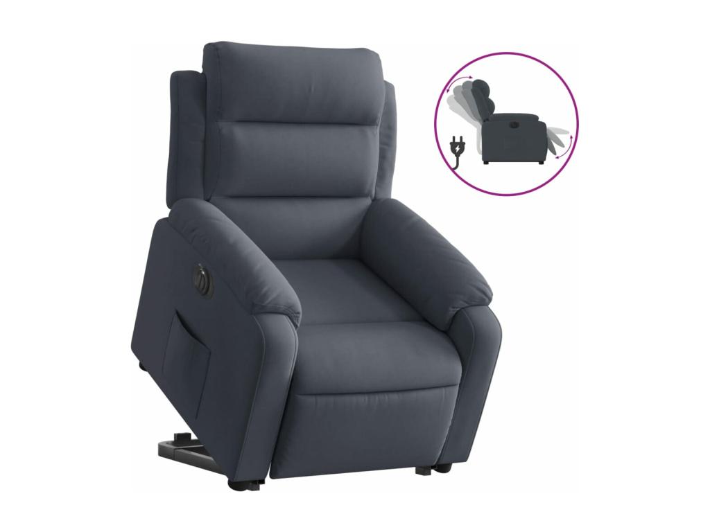 Dark grey velvet electric recliner