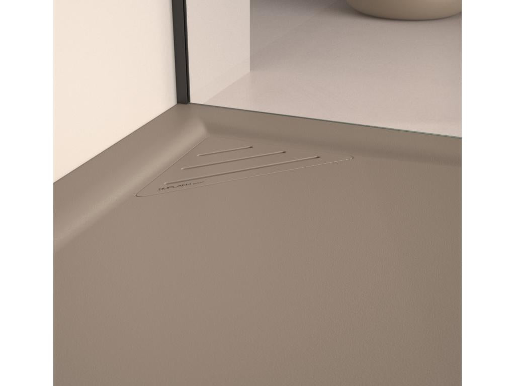 Sand-colored shower tray with smooth finish, Meubiana colored grate - 100x80 cm