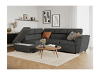 Meubiana 4-seater left-hand corner sofa bed with storage in fabric - Anthracite grey - W252 x D188 x H76cm - Meubiana