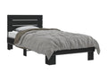 Black bed frame 90x200 cm engineered wood and metal