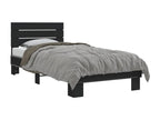 Black bed frame 90x200 cm engineered wood and metal