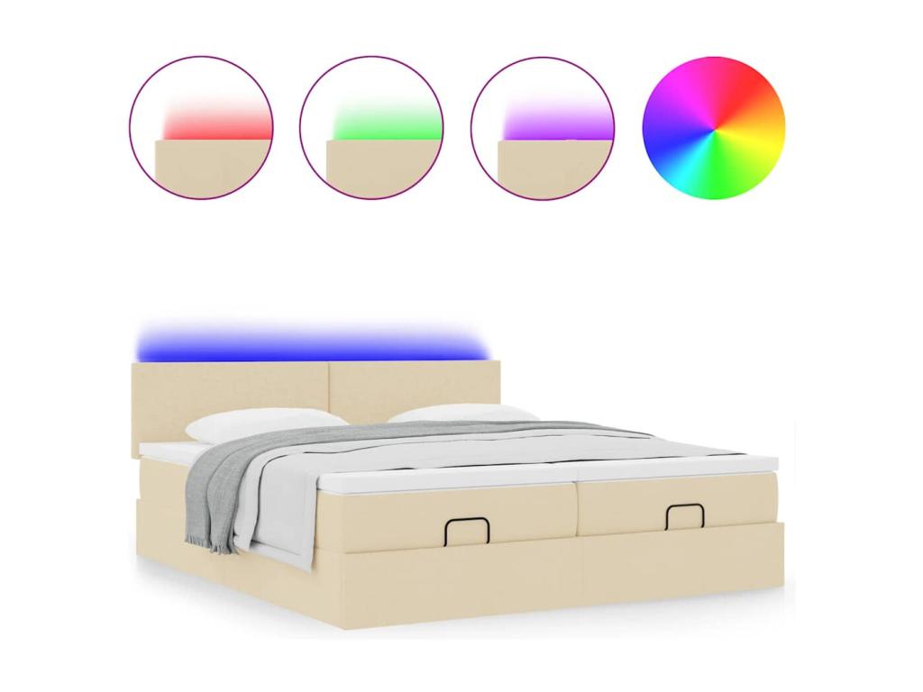 Ottoman bed frame with cream mattress, 160x200 cm, fabric