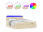Ottoman bed frame with cream mattress, 160x200 cm, fabric