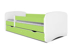 Green children's bed with slatted base and removable safety rail Homzora-80x180