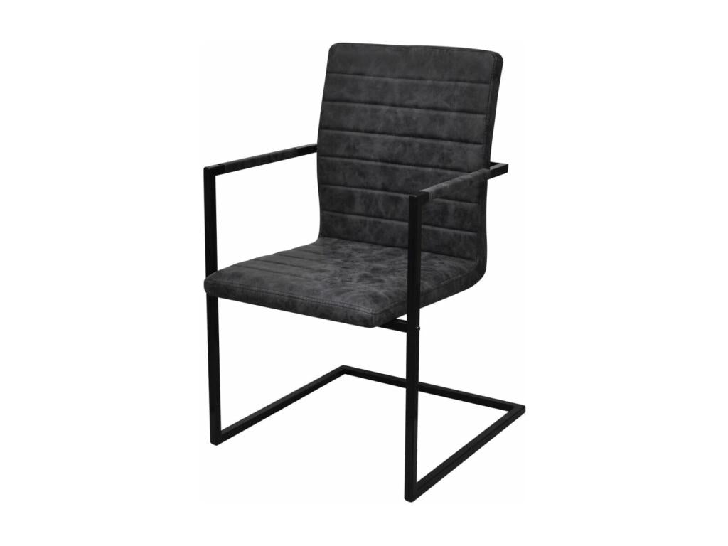 Cantilever dining chairs, set of 4, black faux leather