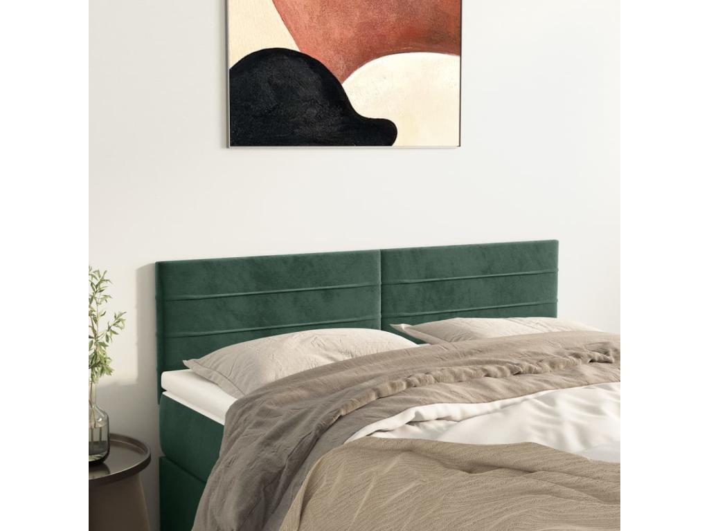 2-piece headboard set, dark green, 72x5x78/88 cm, velvet
