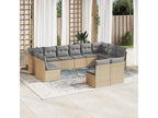 Garden furniture set with cushions, 12 pieces, beige woven resin