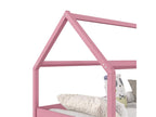 Homzora cabin bed, single Montessori bed for children, 90x200 cm, with storage, 2 drawers and guardrails on 3 sides, pink pine