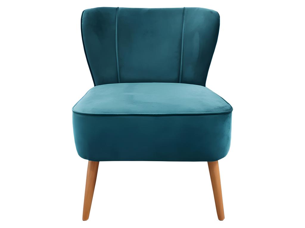 Small low armchair in blue velvet, toadstool style - Meubiana