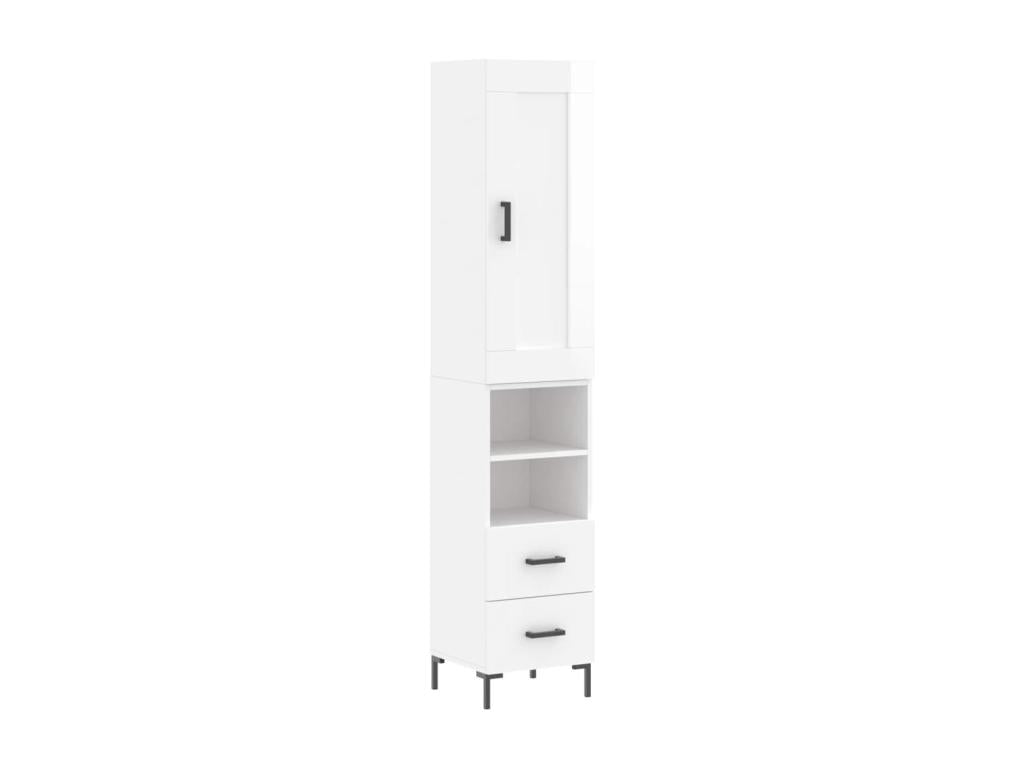 High-gloss white sideboard, 34.5x34x180 cm, engineered wood