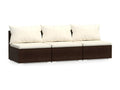 3-seater sofa with cushions, brown, woven resin