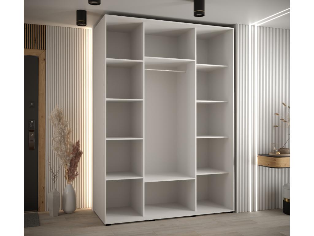 Meubiana 8 Sliding Door Wardrobe 235.2/160/60 3 Doors White/Black/Silver