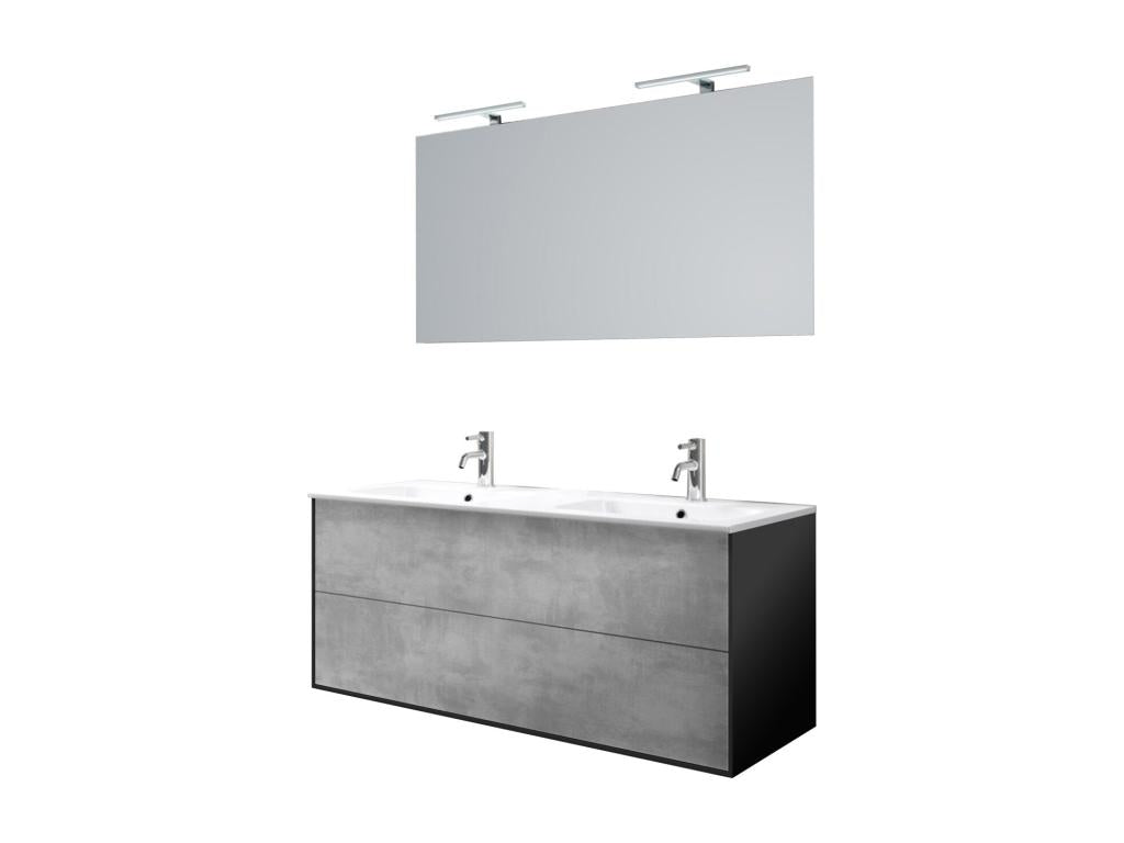 Meubiana 5-piece double sink bathroom set in cement