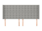 Headboard with wings, light grey, 163x16x118/128 cm, fabric