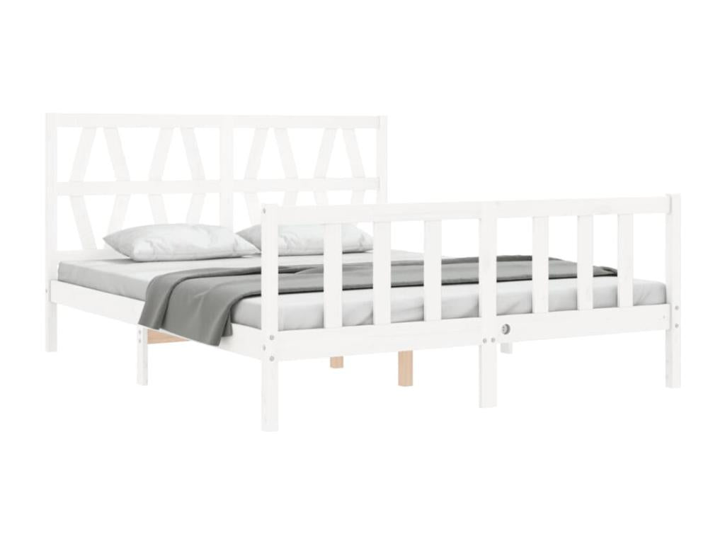 Bed frame with white headboard, Meubiana Size, solid wood