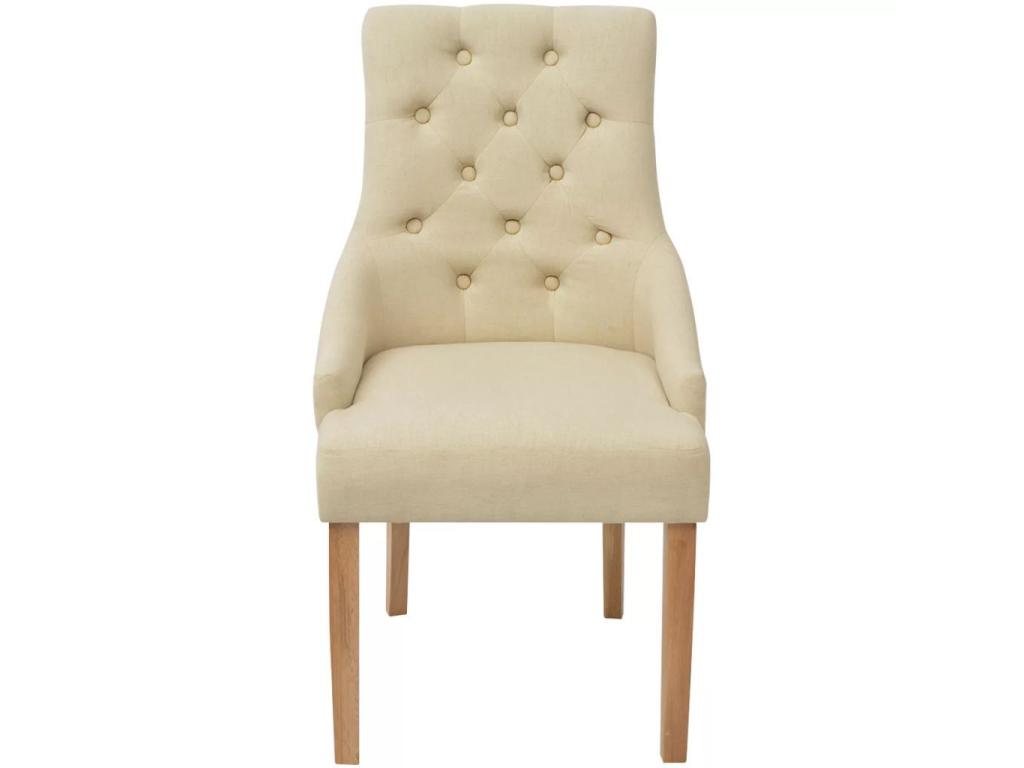 Dining Chairs 4 pcs Cream Fabric 11