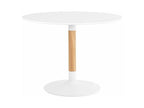Meubiana 100cm Round Dining Table in White Lacquered Wood and White Metal Legs
