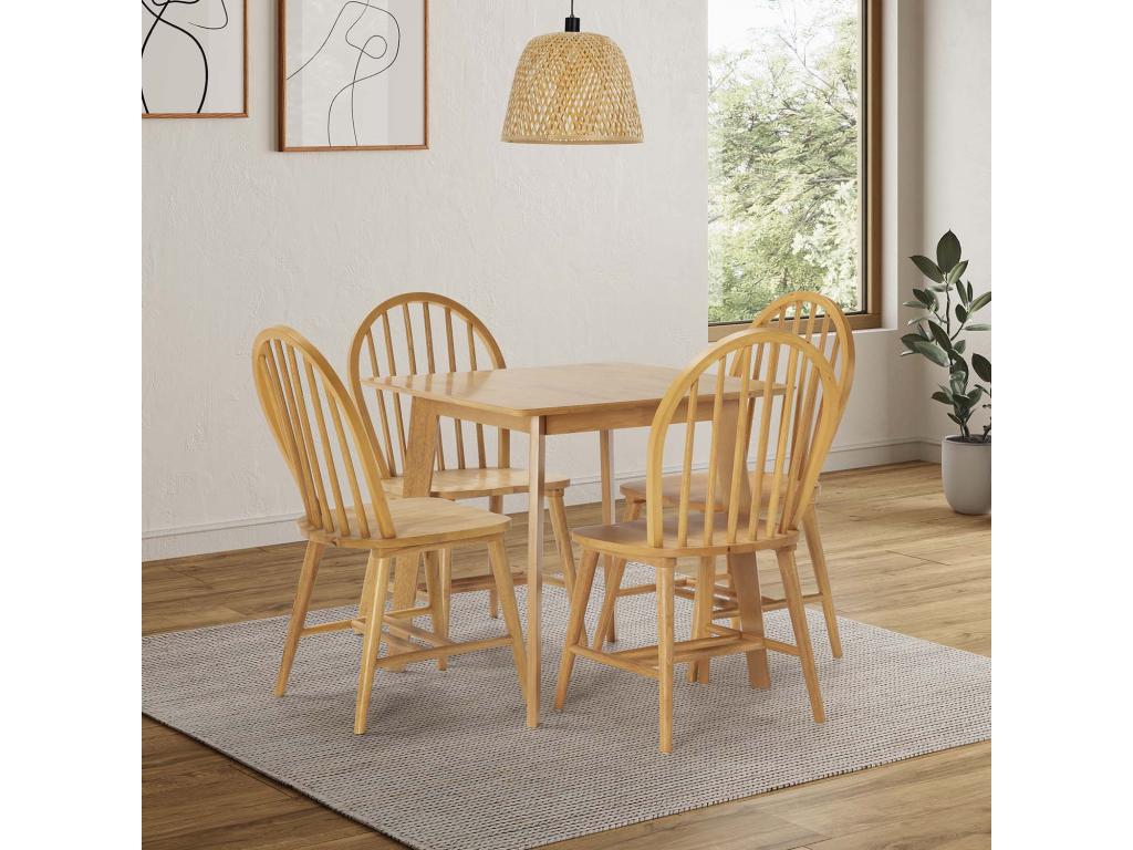 Clark Oak 80x80 cm table and 4 dining chairs
