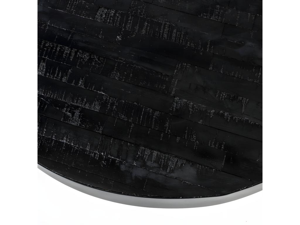 Meubiana - Round coffee table in recycled teak and metal, 74cm - Black