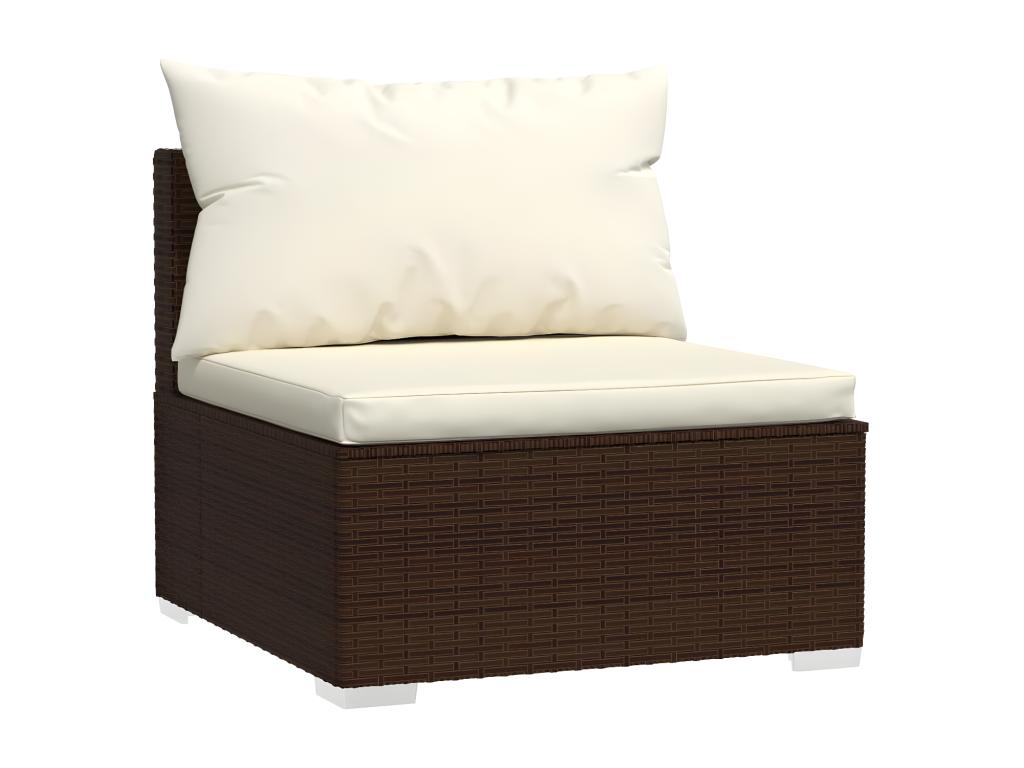 3-seater sofa with cushions, brown, woven resin