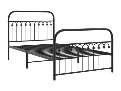 Black metal bed frame with headboard/footboard, 107x203 cm