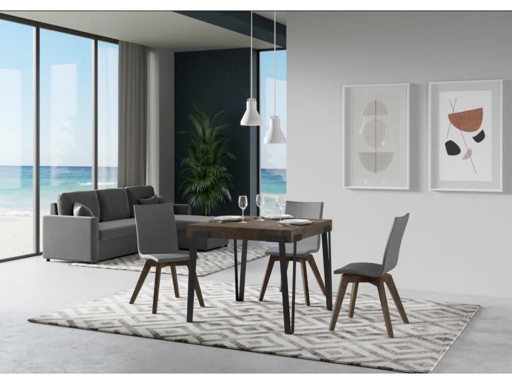 Small extendable square table 90x90-246 Konta-Natural Color