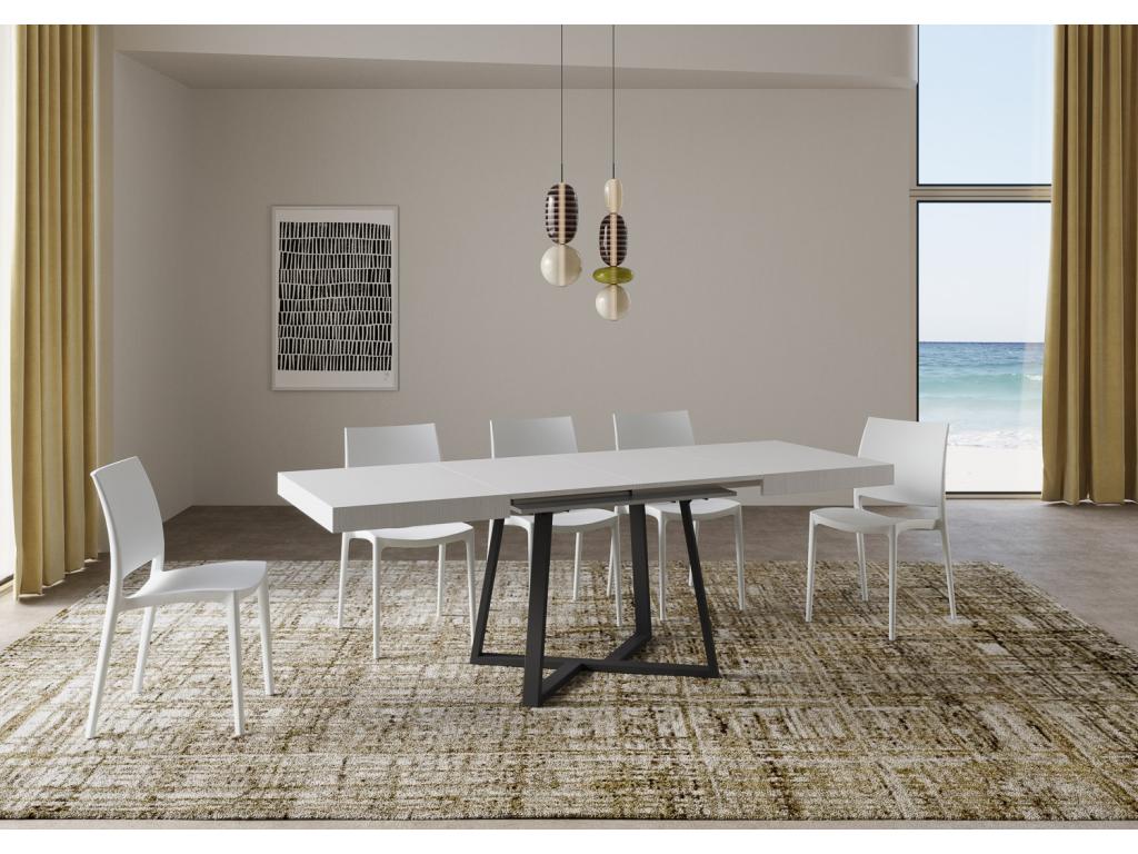 Zeplir extendable table 90x120/224 cm, white ash wood, anthracite legs