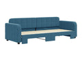 Daybed with pull-out bed, blue, 80x200 cm, velvet