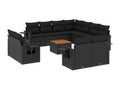 12-piece garden furniture set with cushions, black resin wicker