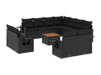 12-piece garden furniture set with cushions, black resin wicker