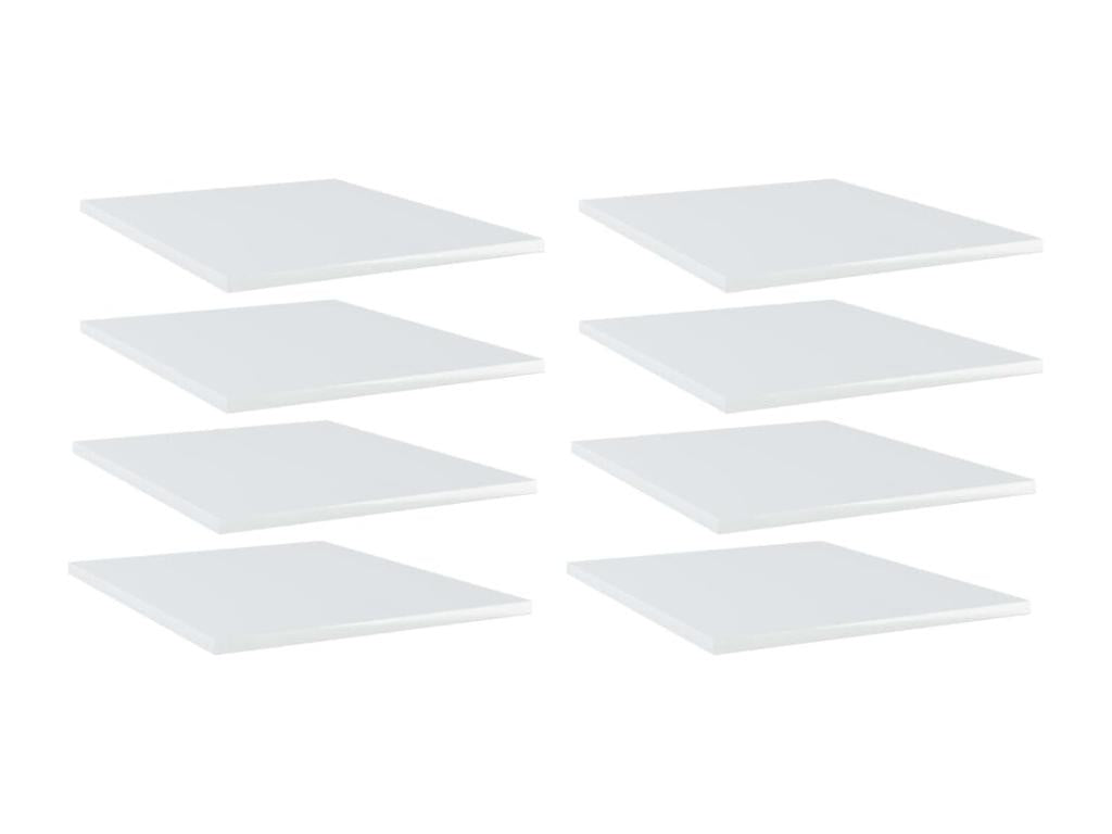 8 pcs Glossy White Engineered Wood Bookshelf Panels