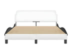 Bed frame without mattress, white and black, 140x200 cm, faux leather