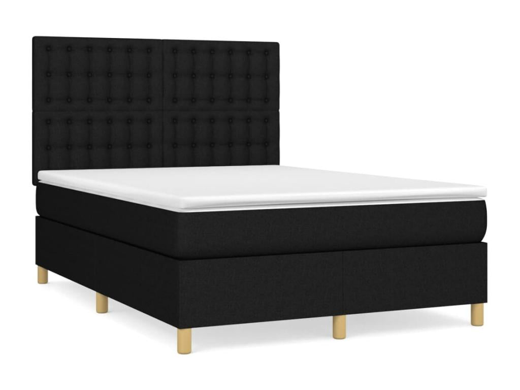Meubiana bed base with black mattress, 140x190 cm, fabric